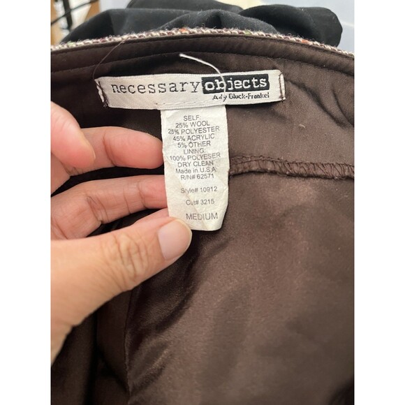 Vintage 90s Necessary Objects brown Chevron pleated flared A Line Midi Skirt Med - Picture 5 of 5